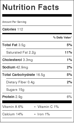 Pudding Nutrition Label