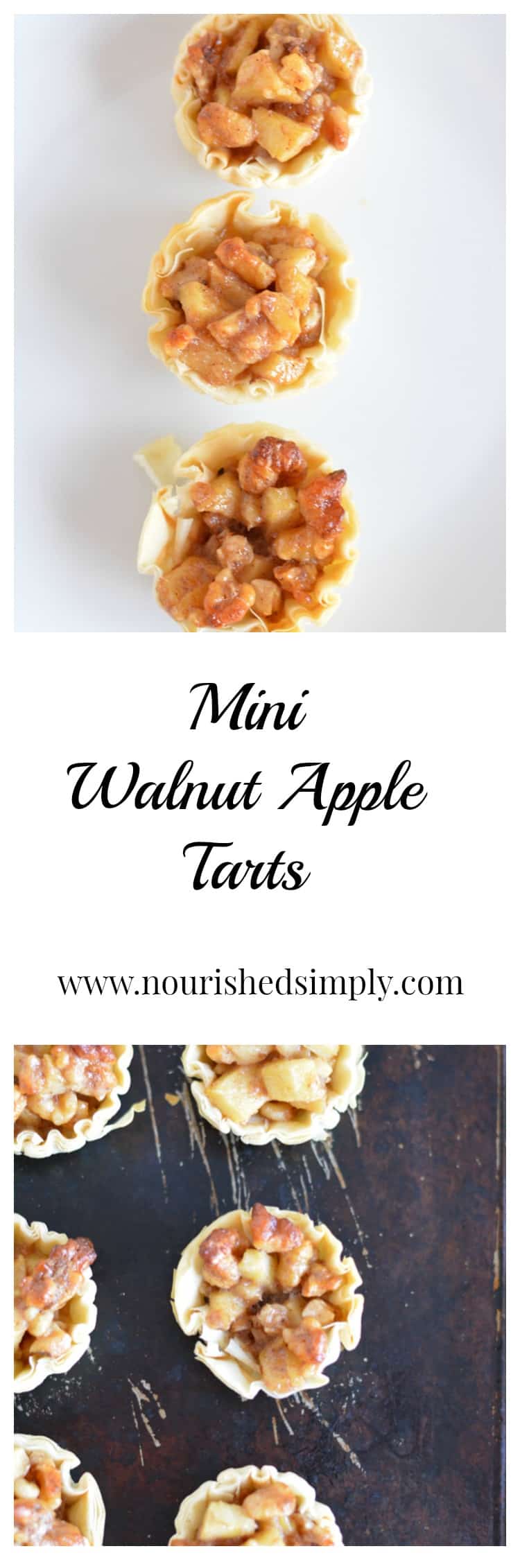 Mini Walnut Apple Tart: a mini version of apple pie perfect for parties and portion control