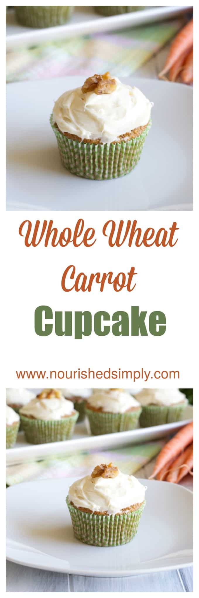 Whole Wheat Carrot Cupcakes made with whole wheat flour and other real ingredients.