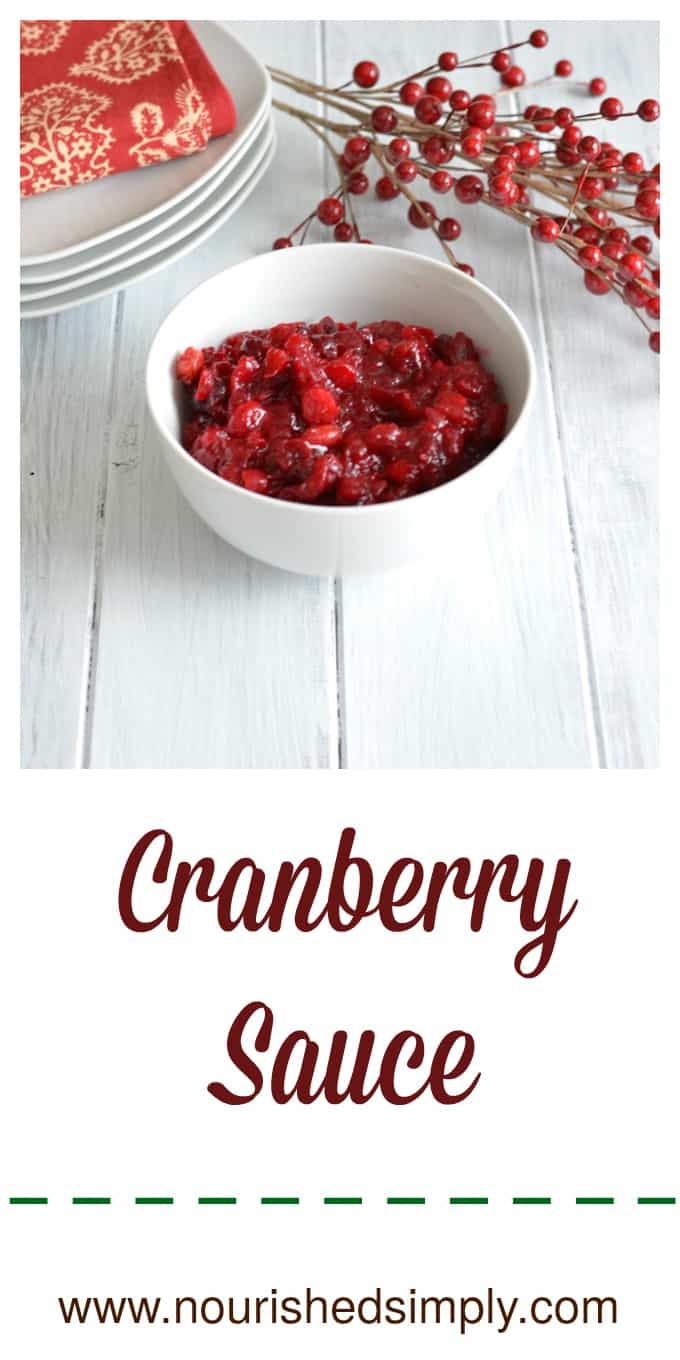 Homemade cranberry sauce is lower in sugar then canned. Easy to make for your Thanksgiving or Christmas Celebrations.