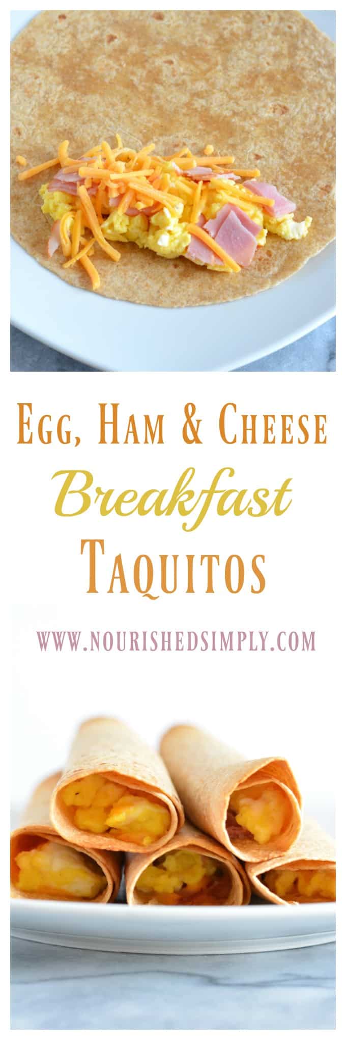 Breakfast Taquito with ham, cheese, and egg is a great grab and go breakfast.