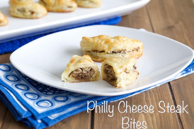 Cheese Steak Bites on a white plate