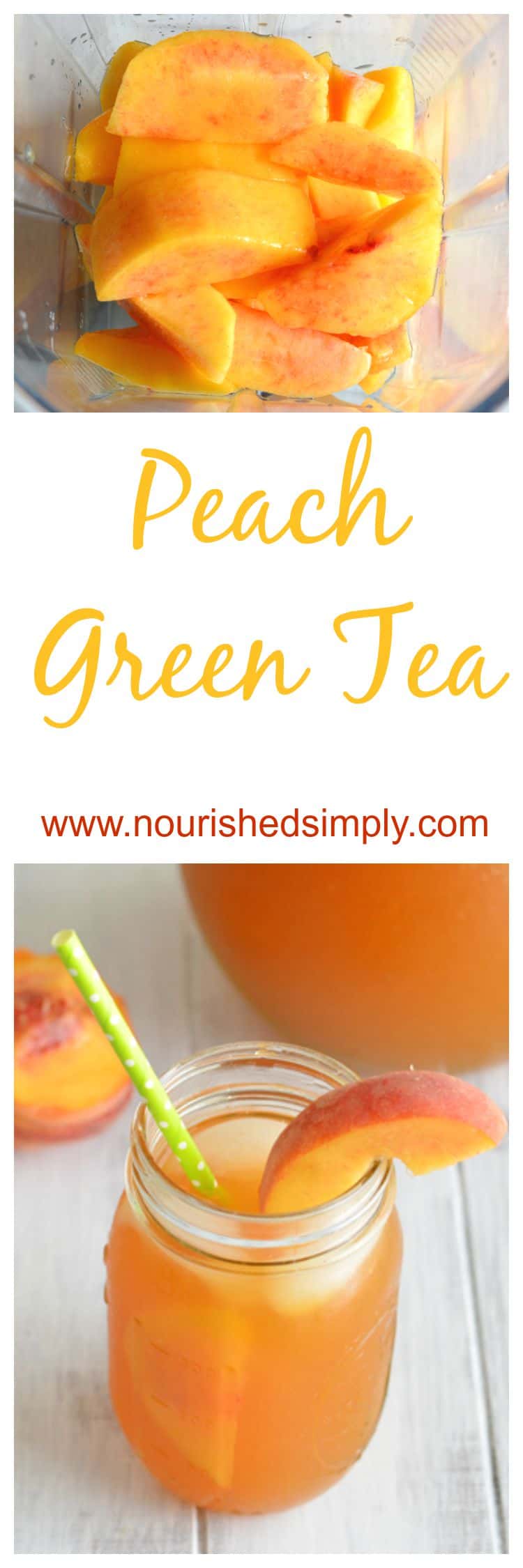 Peach Green Tea made with real peaches and lightly sweetened