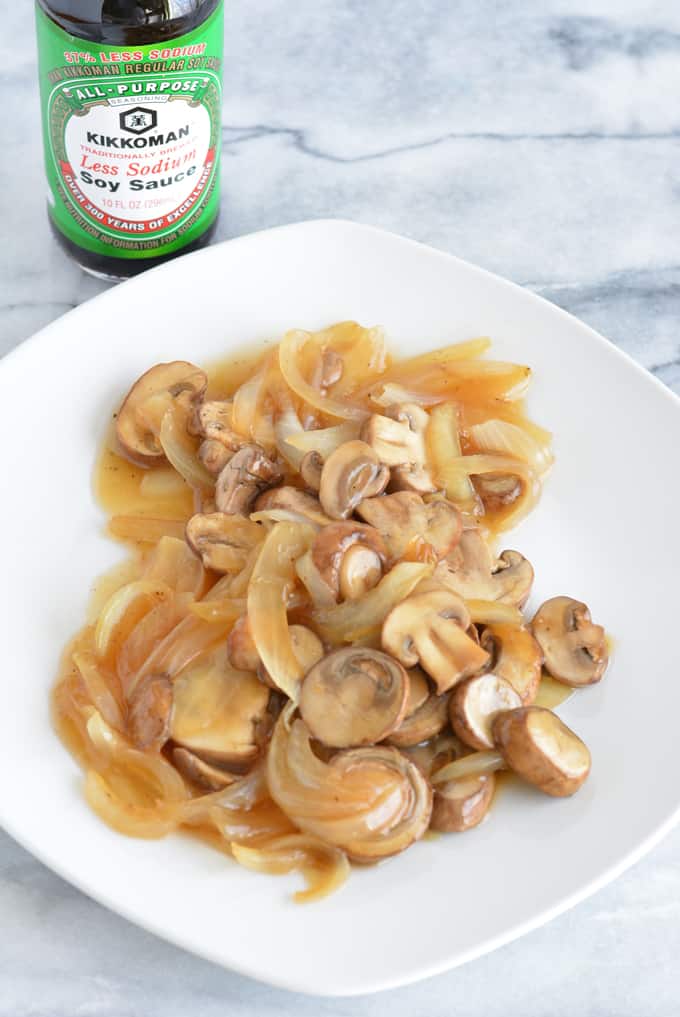 Top over your steak or beef entree with these meaty saucy mushrooms & onions.