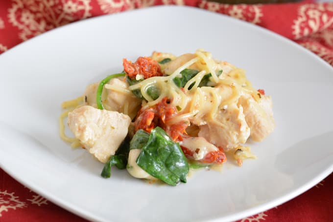 One-Pot Chicken Florentine with Sun-Dried Tomatoes is a perfect dinner meal for a busy family.