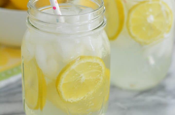Homemade Lemonade in a mason jar.
