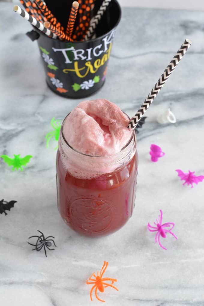 Purple Punch for Halloween in a mason jar.