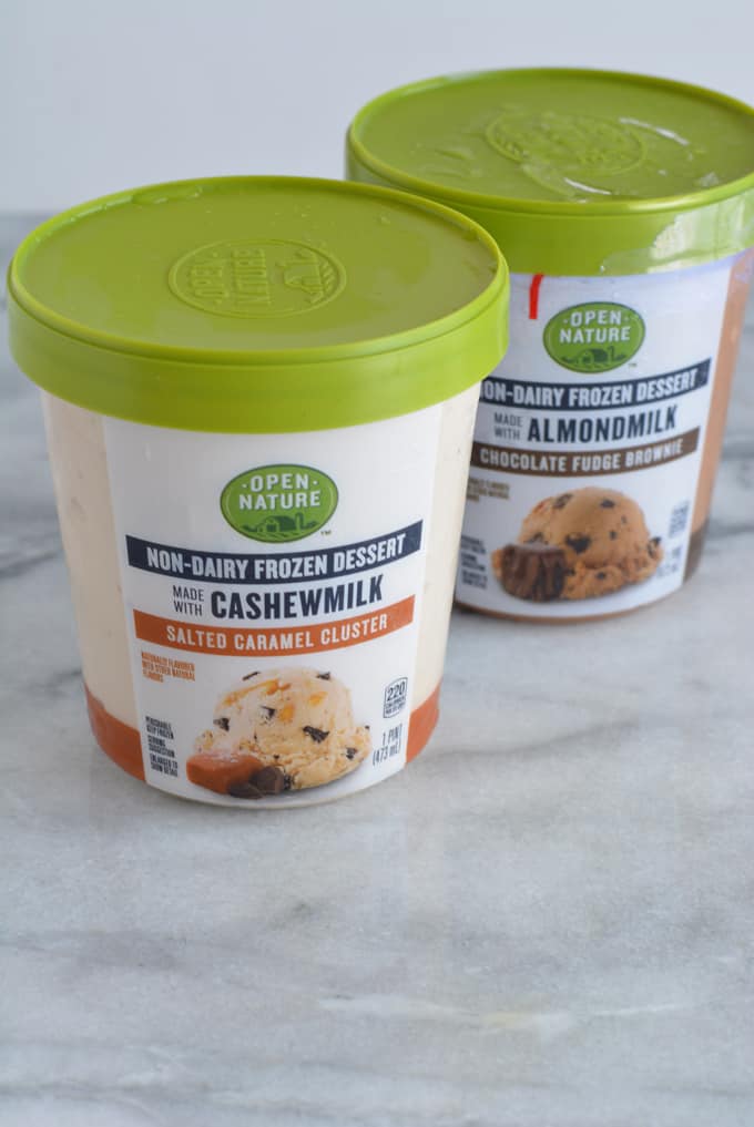 Non-dairy ice cream pints.