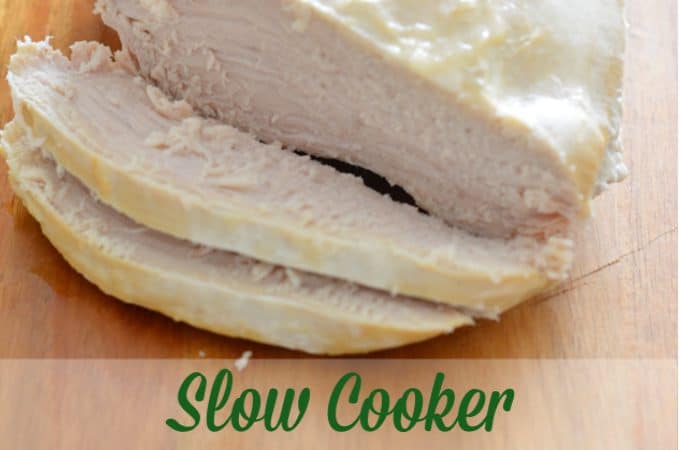 Tender turkey cooked in a slow cooker